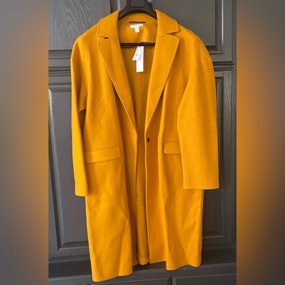 NWT!! Topshop Lily Knit Back Midi Coat 🧥 | Mustard | Size 12 - Picture 5 of 5
